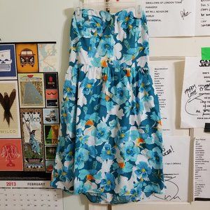 Mossimo dress Medium hibiscus floral print strapless sweetheart mini pockets